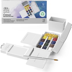 Winsor & Newton Cotman Water Colour Field Set 14 halve napjes + 1 penseel + palet No serie