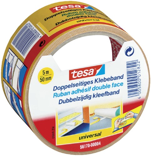 TAPIJTTAPE TESA® UNIVERSAL 5MX50MM DUBBELZIJDIG WIT