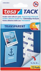KLEEFPADS TESA® TACK DUBBELZIJDIG TRANSPARANT 72 STUKS