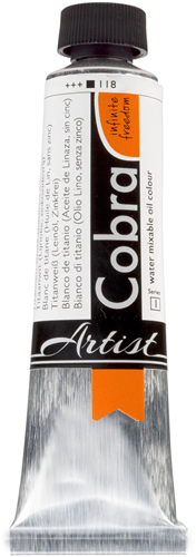 Cobra Artist Water Vermengbare Olieverf Tube 40 ml Titaanwit (lijnolie, zonder zinkoxyd) 118