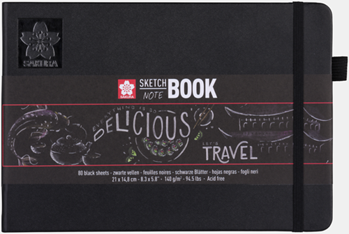Sakura Schets/notitieboek 21 x 14.8 cm 80 pagina's zwart papier 140g